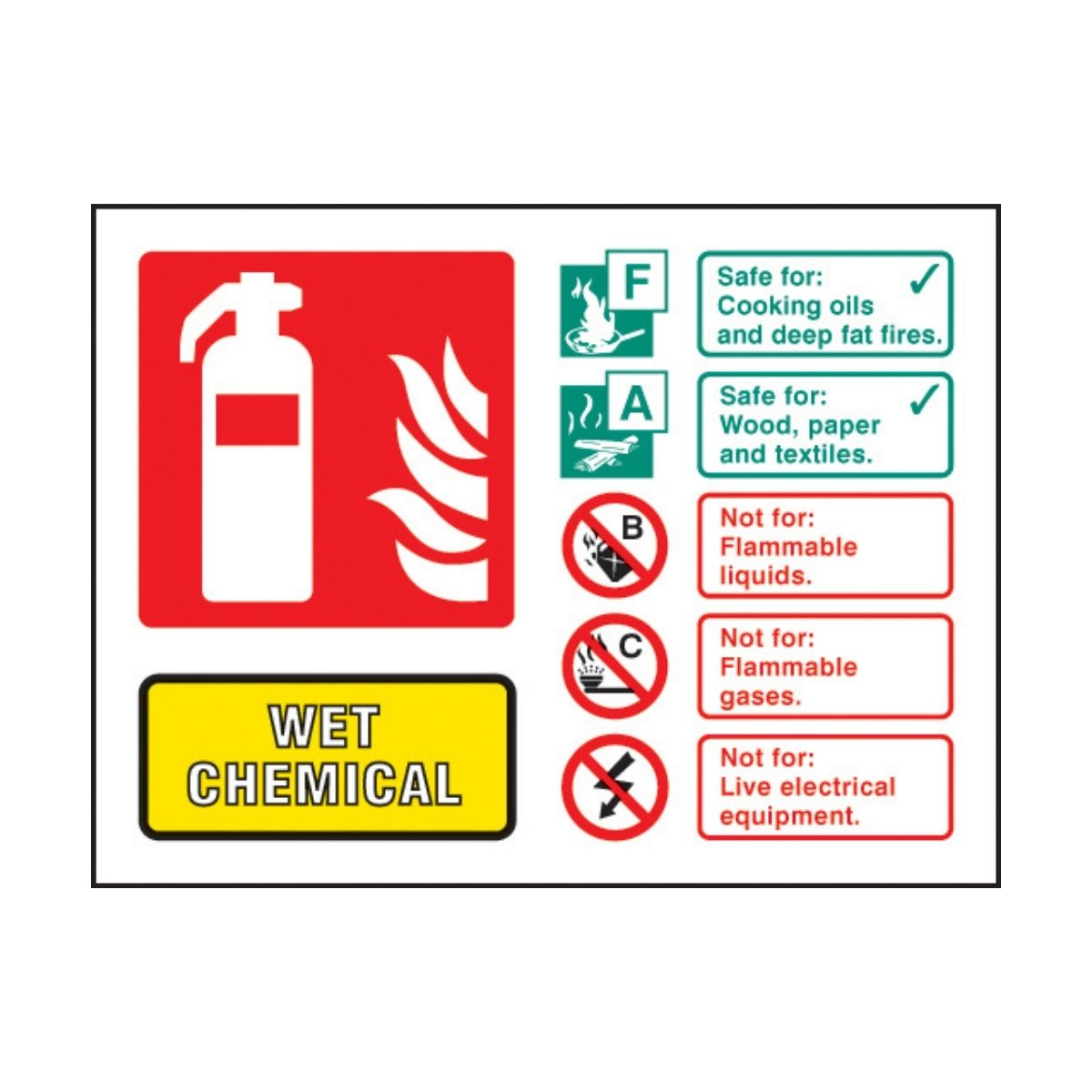 Wet Chemical Extinguisher Identification (100 x 150mm) | H-TEC